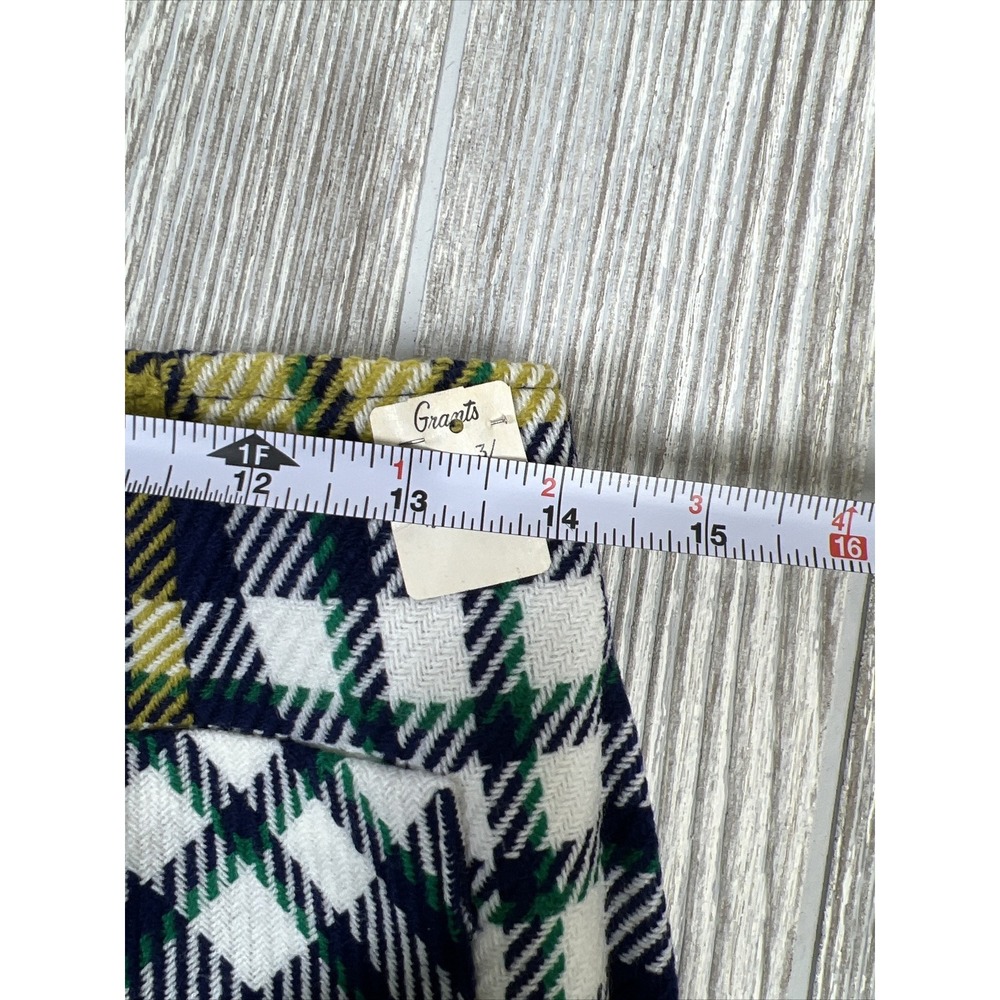 NWT Vintage 60s 70s Navy‎ Plaid High Waist Zip Button Acrylic Nylon Womens SZ 14 - Picture 10 of 12